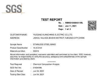 In June, we obtained a material test certificate for coated stainless steel straps