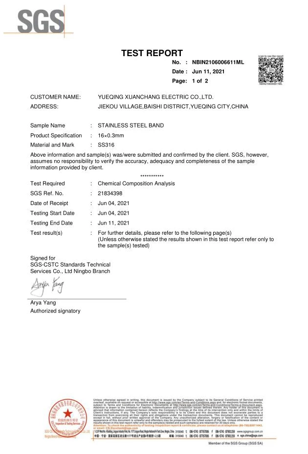 In June, we obtained a material test certificate for coated stainless steel straps