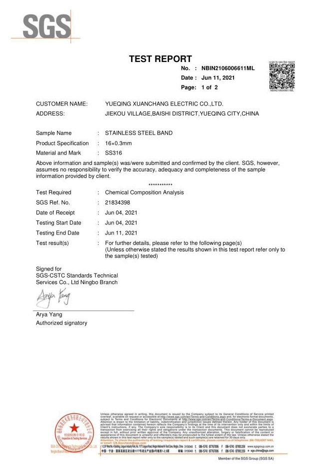 In June, we obtained a material test certificate for coated stainless steel straps